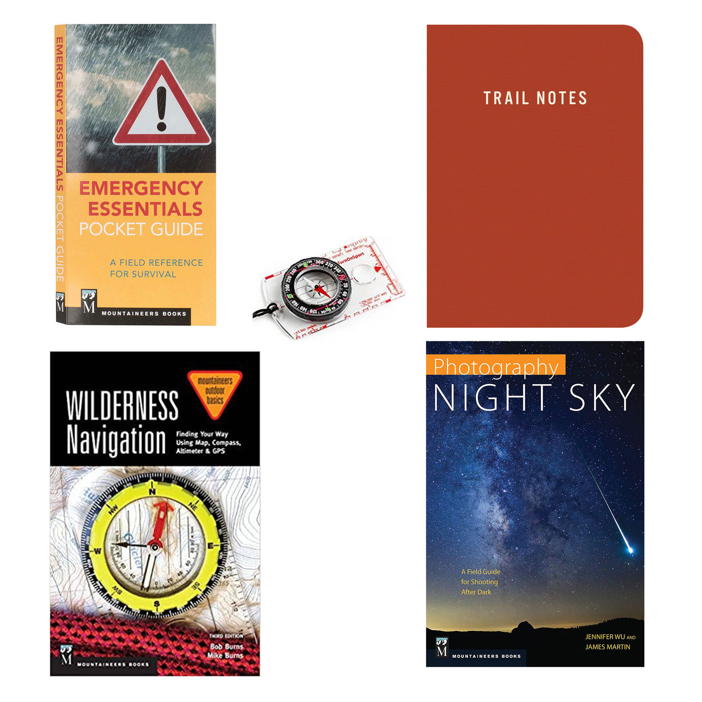 Mountaineers Books Bundle with Orienteering Compass