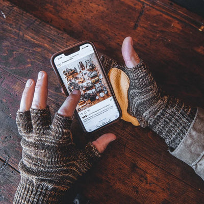 Fingerless Gloves with Deerskin - Desert